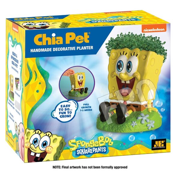 Chia Pet Sponge Bob - Handmade Funny Decorative Terracotta Planter Yellow NEW - Picture 5 of 12